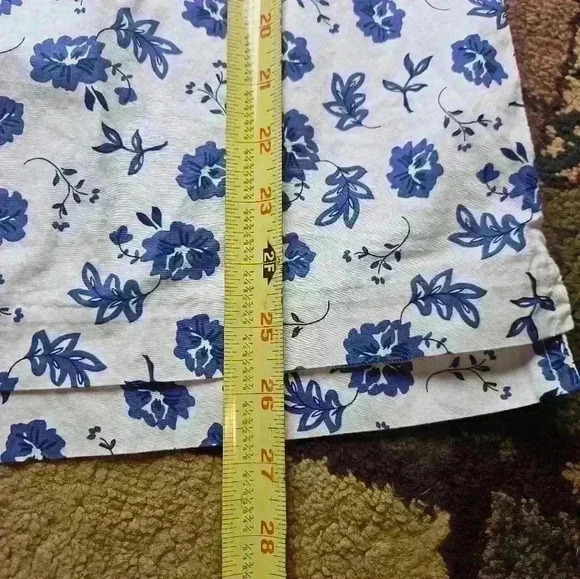 Banana republic medium blue&white floral cotton off the shoulder top - Picture 2 of 6